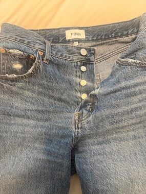 Pistola Button-Fly High-Rise Wide Leg Jeans in Denim Blue